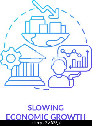 Slowing economic growth blue gradient concept icon Stock Vector