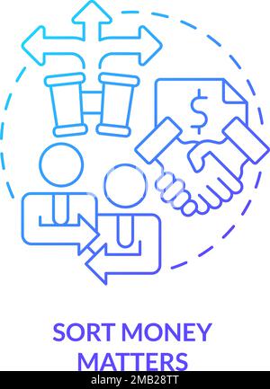 Sort money matters blue gradient concept icon Stock Vector