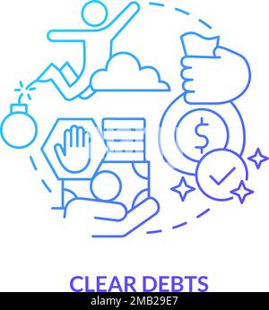Clear debts blue gradient concept icon Stock Vector