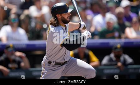 Pittsburgh Pirates center fielder Jake Marisnick (41) during the second  inning of a baseball game Saturday, July 16, 2022, in Denver. (AP  Photo/David Zalubowski Stock Photo - Alamy