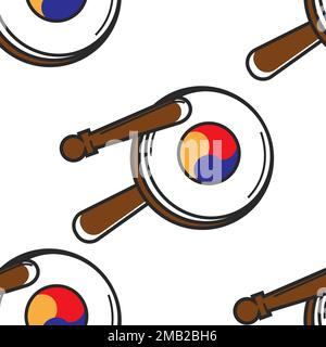 National musical instrument Korean tambourine seamless pattern vector Korea symbol traveling and tourism endless texture art and culture asian country Stock Vector