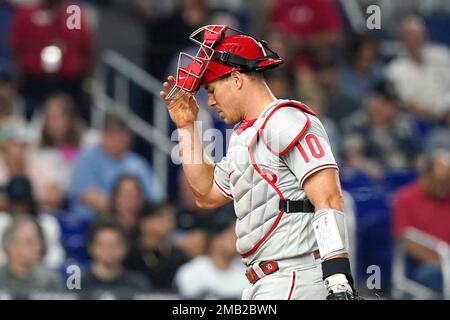 Philadelphia Phillies catcher J.T. REALMUTO during the MLB game between the  Philadelphia Phillies and the Houston Astros on Friday, April 28, 2023, at  Stock Photo - Alamy