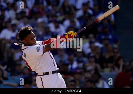 National League's Ronald Acuña Jr., of the Atlanta Braves, jogs out during  introductions before the MLB All-Star baseball game in Seattle, Tuesday,  July 11, 2023. (AP Photo/Lindsey Wasson Stock Photo - Alamy