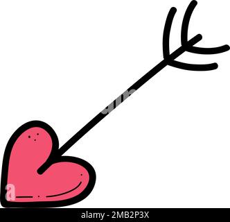 Cupid arrow vector hand drawn illustration. Love doodle for Valentines day Stock Vector