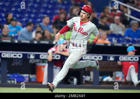 Philadelphia Phillies' Bryson Stott during the third inning of a baseball  game, Monday, April 10, 2023, in Philadelphia. (AP Photo/Matt Rourke Stock  Photo - Alamy