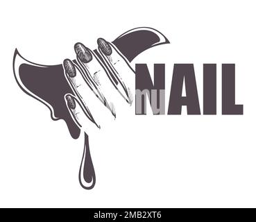 Nail studio or beauty salon isolated icon female palm and fingernails Stock Vector
