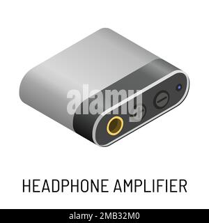 Headphone amplifier audio device music record studio equipment Stock Vector