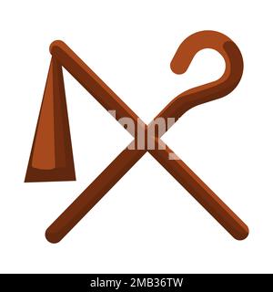 Egyptian ancient power symbols stick and scourge isolated icon Stock Vector