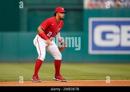 Washington Nationals shortstop Luis Garcia (2) in action during a baseball  game against the Atlanta Braves at Nationals Park, Sunday, April 2, 2023,  in Washington. (AP Photo/Alex Brandon Stock Photo - Alamy