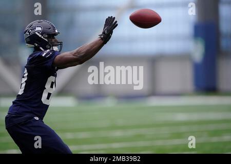 Seattle Seahawks wide receiver Matt Landers (17) jogs during the NFL  football team's rookie minicamp, Friday, May 12, 2023, in Renton, Wash. (AP  Photo/Lindsey Wasson Stock Photo - Alamy