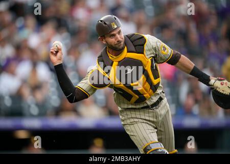 San Diego Padres catcher Austin Nola (26) in the second inning of a  baseball game Wednesday, July 13, 2022, in Denver. (AP Photo/David  Zalubowski Stock Photo - Alamy