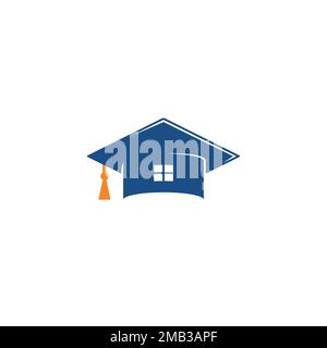 Graduate Hat and House logo or icon design Stock Vector