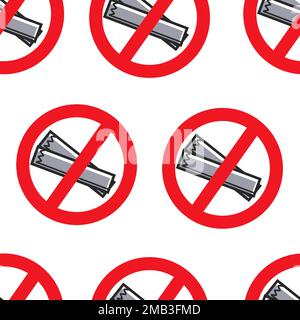 No smoking sign Singapore rules seamless pattern forbidden Stock Vector
