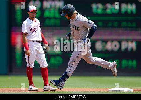 Seattle Mariners second baseman Cesar Izturis (3) during an extended spring  training game against the Los Angeles Dodgers on April 11, 2023 at  Camelback Ranch in Glendale, Arizona. (Tracy Proffitt/Four Seam Images