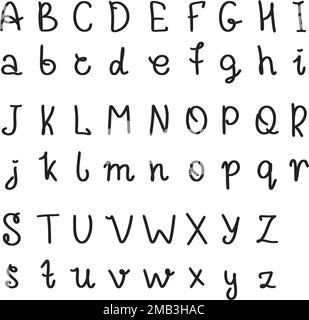 Handwritten font alphabet Simple letter, vector Stock Vector