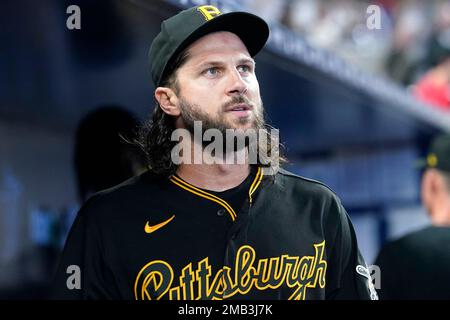 Pittsburgh Pirates center fielder Jake Marisnick (41) during the second  inning of a baseball game Saturday, July 16, 2022, in Denver. (AP  Photo/David Zalubowski Stock Photo - Alamy