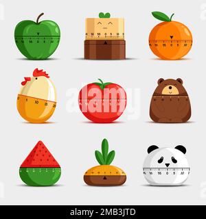 Timers and time measuring tools isolated icons mechanic stopwatch Stock Vector
