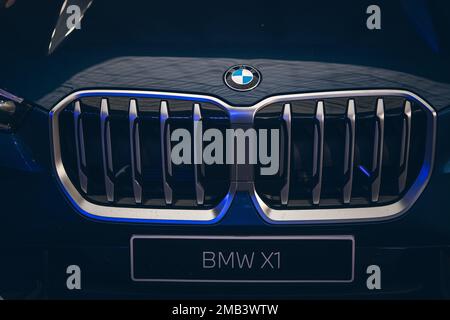 BMW M logo in last generation car. Stock Photo