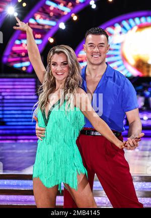 Birmingham, UK. 19th Jan, 2023. Helen Skelton and Kai Widdrington seen taking part in the 'Strictly Come Dancing: The Live Tour' launch photocall at the Utilita Arena in Birmingham. Credit: SOPA Images Limited/Alamy Live News Stock Photo