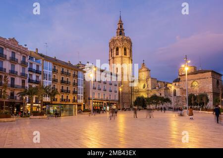 Plaza de la Reina and Micalet bell tower, Valencia, Spain Stock Photo