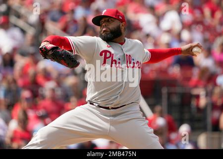 Philadelphia Phillies relief pitcher JOSE ALVARADO closes out the victory  for the Phillies in the bottom of the ninth inning during the MLB game  betwe Stock Photo - Alamy