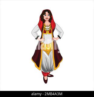 Beautiful character of Albanian girl vector illustration Stock Vector