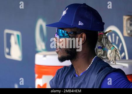 Toronto, Canada. 16th May, 2022. Toronto Blue Jay outfielder Raimel Tapia  (15) singled to deep left center during an MLB game between Seattle  Mariners and Toronto Blue Jays at the Rogers Centre