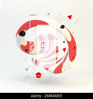 3d abstract vector illustration. Striped object. Cover design template. Stock Vector
