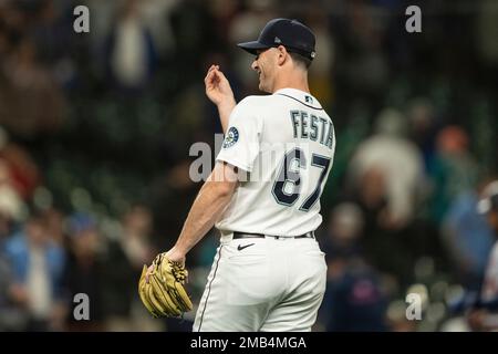 Seattle Mariners reliever Matthew Festa delivers a pitch during a baseball  game against the Oakland Athletics, Monday, May 23, 2022, in Seattle. The  Mariners won 7-6. (AP Photo/Stephen Brashear Stock Photo - Alamy