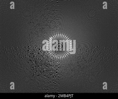 Abstract circular background with dynamic dots. Radial structure for science or technology.  Network illustration with particle. 3D grid surface. Stock Vector
