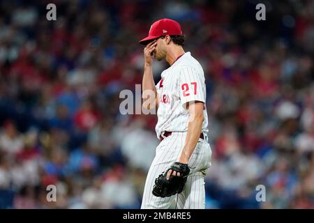 June19 2021 San Francisco CA, U.S.A. The Phillies starting pitcher Aaron  Nola (27) on the mound during MLB game between the Philadelphia Phillies  and San Francisco Giants, the Phillies won 13-6 at