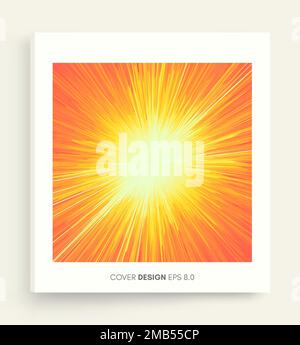 Background with explosion. Starburst dynamic lines. Cover design template. Pattern can be used as a template for brochure, annual report, magazine, po Stock Vector