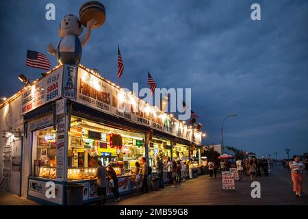 Vintage food stalls in Coney Island, Brooklyn, New York Stock Photo