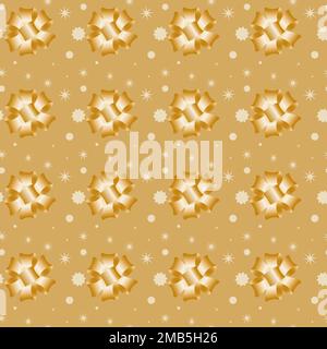 Seamless beige pattern with gradient bows golden ribbons and multipath stars Stock Vector