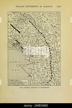 The Austrian Campaign in Montenegro from the book The story of the great war; the complete historical records of events to date DIPLOMATIC AND STATE PAPERS by Reynolds, Francis Joseph, 1867-1937; Churchill, Allen Leon; Miller, Francis Trevelyan, 1877-1959; Wood, Leonard, 1860-1927; Knight, Austin Melvin, 1854-1927; Palmer, Frederick, 1873-1958; Simonds, Frank Herbert, 1878-; Ruhl, Arthur Brown, 1876-  Volume VII Published 1920 Stock Photo