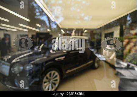 New Delhi, Delhi, India. 20th Jan, 2023. The logo of Bentley Motors Limited can be seen at a Bentley showroom in New Delhi. (Credit Image: © Kabir Jhangiani/ZUMA Press Wire) EDITORIAL USAGE ONLY! Not for Commercial USAGE! Credit: ZUMA Press, Inc./Alamy Live News Stock Photo