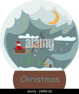 Winter snow globe with Santa Claus best gift for New Year and Christmas Stock Vector