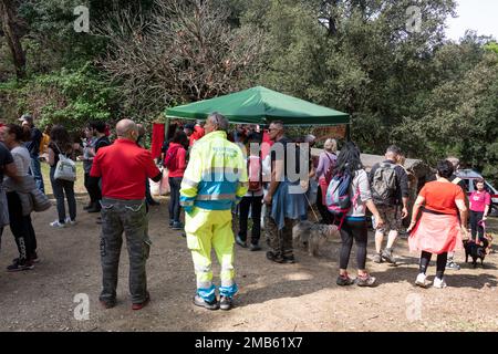 Cross-country running in the Tuscan countryside with food and drink tastings Stock Photo