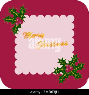 Colorful frame for New Year and Christmas greeting card designed in rectangle with rounded corners shape Stock Vector