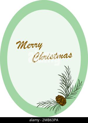 Colorful frame for New Year and Christmas greeting card designed in oval shape Stock Vector