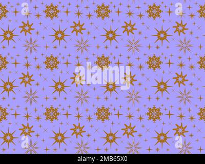 Christmas ans New year seamless pattern with golden gradient snowflakes on lavender backdrop Stock Vector