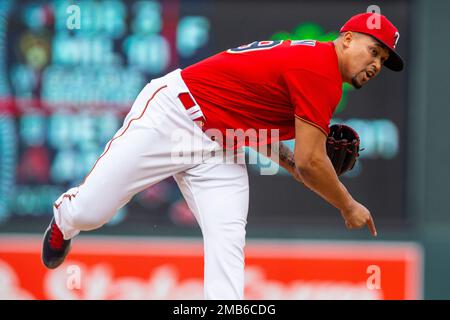 Minnesota Twins relief pitcher Jhoan Duran throws to the Cleveland  Guardians during a baseball game Tuesday, June 21, 2022, in Minneapolis.  (AP Photo/Andy Clayton-King Stock Photo - Alamy