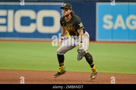 Pittsburgh Pirates first baseman Michael Chavis gets into position during a  baseball game against the Tampa Bay Rays Saturday, June 25, 2022, in St.  Petersburg, Fla. (AP Photo/Steve Nesius Stock Photo - Alamy