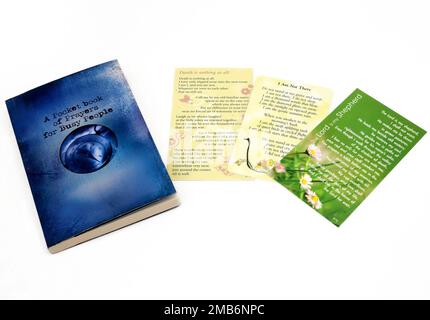 A Pocket Book of Prayers for Buy People and Prayer Cards - The lord is my Shepherd Prayer and Death is Nothing at all and I Am not there Poems Stock Photo