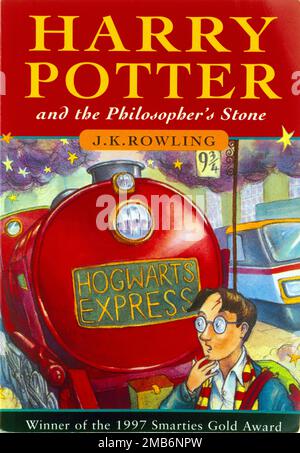 Harry Potter and the Philosopher's Stone By J.K Rowling Artwork on Front Cover of Book Stock Photo