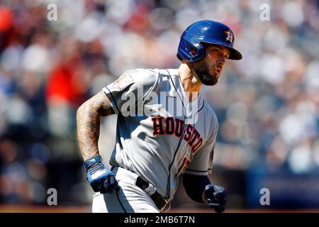 Houston Astros' J.J. Matijevic (13) rounds the bases after hitting a home  run against the New York Yankees during the seventh inning of a baseball  game, Saturday, June 25, 2022, in New