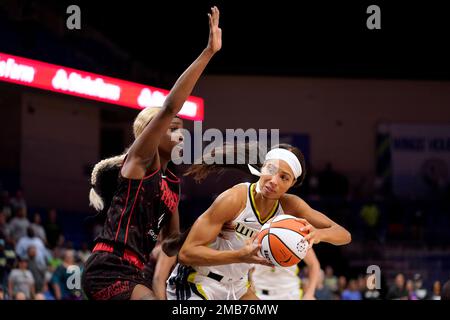 Dallas Wings forward Isabelle Harrison (20) shoots during a WNBA