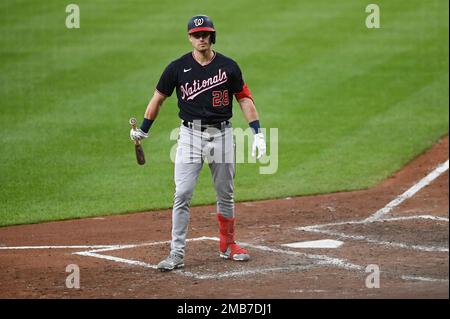 Washington Nationals' Lane Thomas (28) rounds bases after hitting a ...