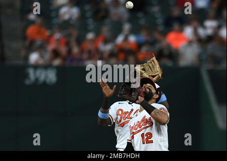 Baltimore Orioles second baseman Rougned Odor (12) in action during a  baseball game against the New York Yankees, Monday, May 16, 2022, in  Baltimore. (AP Photo/Nick Wass Stock Photo - Alamy