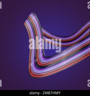 Multi-colored curved ribbon shape in blue and red tones. Blue gradient ...